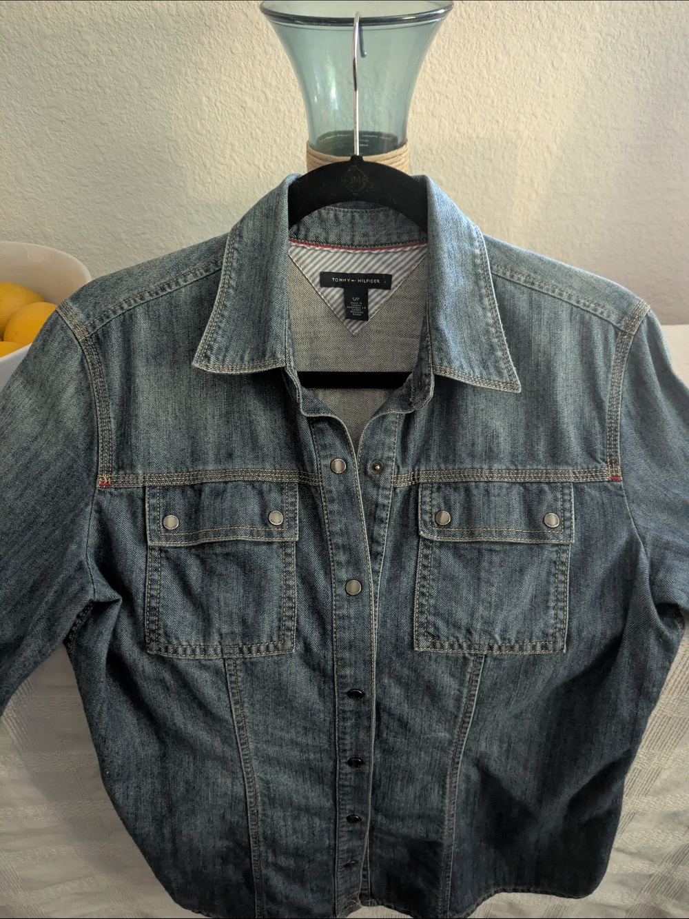 Tommy Hilfiger Blue Denim Shirt with Red Accent